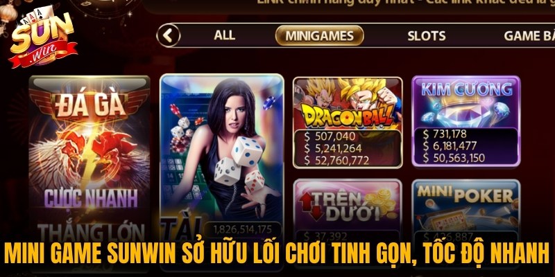 Mini game Sunwin sở hữu lối chơi tinh gọn, tốc độ nhanh